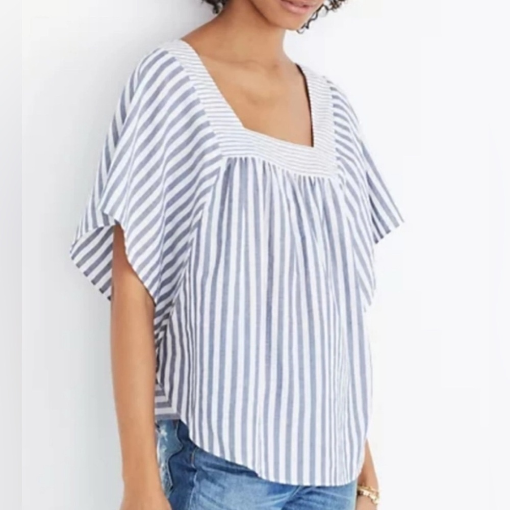 Madewell Blue and White Striped Blouse